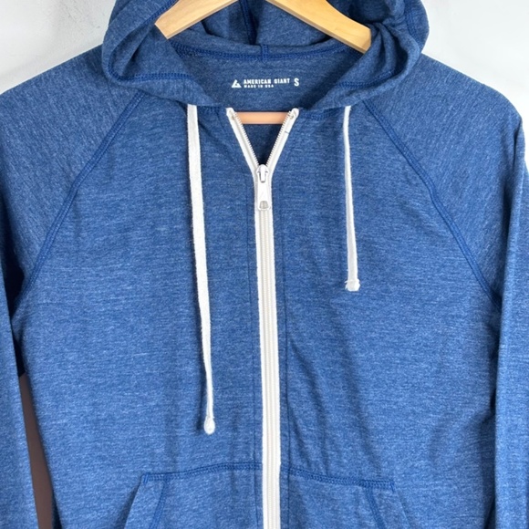 American Giant Hoodie Womens S Blue Full Zip Lightweight Outdoor Made In USA - Picture 2 of 10